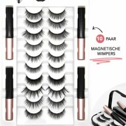 Qproducts Magnetische Wimpers - Nepwimpers - Wimperset Van 10 Wimpers 4 Eyeliners En Pincet - Inclusief Wimper Bewaardoos Met Ingebouwd Spiegeltje - Magneet Wimpers - Magnetic Lashes