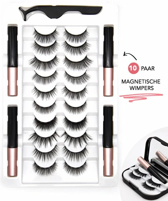 Qproducts Magnetische Wimpers - Nepwimpers - Wimperset Van 10 Wimpers 4 Eyeliners En Pincet - Inclusief Wimper Bewaardoos Met Ingebouwd Spiegeltje - Magneet Wimpers - Magnetic Lashes 1 Qproducts Magnetische Wimpers - Nepwimpers - Wimperset Van 10 Wimpers 4 Eyeliners En Pincet - Inclusief Wimper Bewaardoos Met Ingebouwd Spiegeltje - Magneet Wimpers - Magnetic Lashes