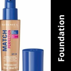 Rimmel London Match Perfection SPF20 Foundation - 400 Natural Beige -Essie winkel 550x661 1