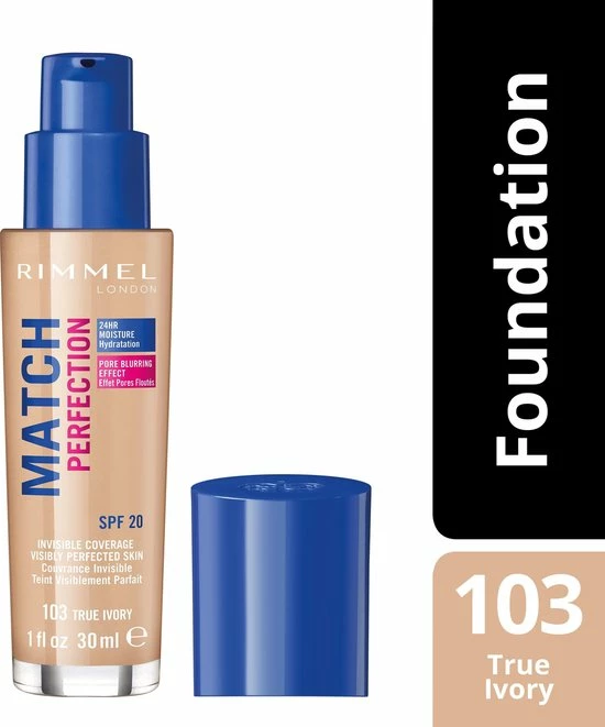 Rimmel London Match Perfection Foundation 103 True Ivory 13 Rimmel London Match Perfection Foundation 103 True Ivory - Afbeelding 13