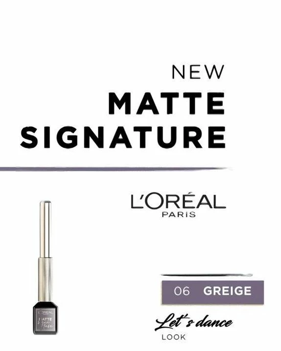 L?Or?al Paris L'Or Al Paris Matte Signature Eyeliner Van Superliner Matte Liquid Eyeliner Waterproof - 06 Greige Signature Grijs 2 L?Or?al Paris L'Or Al Paris Matte Signature Eyeliner Van Superliner Matte Liquid Eyeliner Waterproof - 06 Greige Signature Grijs - Afbeelding 2