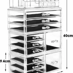Confibel XXL Acryl Make-up Cosmetica Organizer - Verstelbare Lades - 11 Compartimenten -Essie winkel 550x690