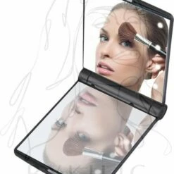 ByKilic Beauty & Essentials Make-up Spiegel - Inklapbaar - LED Verlichting (8 Led Lampjes) - Zwart -Essie winkel 550x710