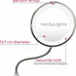 Make-up Spiegel - Met Verlichting - 10x Vergroting - LED - 360° Draaibaar - Mis Geen Haar - Met Zuignap - Make-up Licht - Klein - Wit - Vanli -Essie winkel 550x734