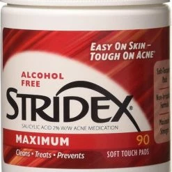 Stridex, Acnecontrole In N Stap, Maximaal, Alcoholvrij, 90 Soft Touch-pads - Reinigingsdoekjes