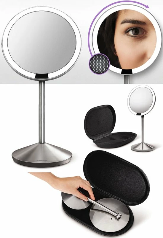 Onlineshop Simplehuman Sensor Compact Spiegel - Reisspiegel - Zilver - Make Up Spiegel - Kantelbaar - Automatisch Licht - Makeupspiegel 3 Onlineshop Simplehuman Sensor Compact Spiegel - Reisspiegel - Zilver - Make Up Spiegel - Kantelbaar - Automatisch Licht - Makeupspiegel - Afbeelding 3